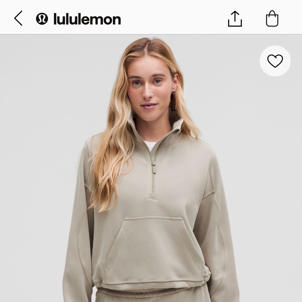 Lululemon Brushed SoftStreme Half Zip Pullover - Riverstone size 6
